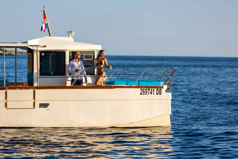 Covered cabin of the Allegra catamaran