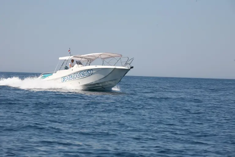 Excursion 34 speedboat on the open sea