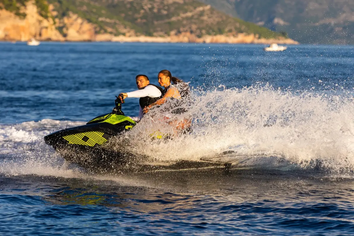 Two riders on a jet ski